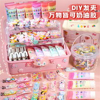 DIY Cream Glue Hair Clip & Mirror Comb Set with Storage Box