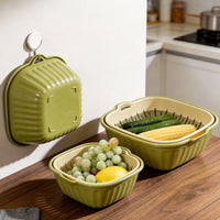 Multifunctional Plastic Fruit Basket and Drainer Set for Kitchen and Dining