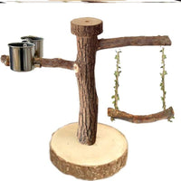 Bird Playground Perch with Swing and Food Box for Small Parrots and Budgies