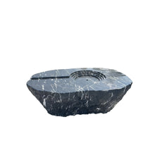 Black Mountain Stone Water Basin Irregular Flowing Stone Sculpture for Dry Landscape Gardens
