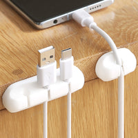 Self-Adhesive Silicone Cable Organizer for Desk and Wall Mounting
