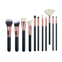 11-Piece Rose Gold Makeup Brush Set with Storage Bag