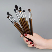 Professional Wool & Fiber Eyeshadow Blending Brush Set for Nose Contour, Concealer, Lip, and Brow