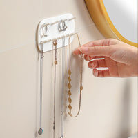 Wall-Mounted Jewelry Organizer Hooks for Rings, Earrings, and Necklaces - Punch-Free Adhesive Holder