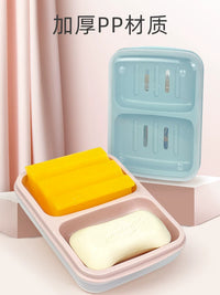Portable Soap Dish with Lid, Double-Layer Draining Soap Box for Travel, Dorm, and Home Use