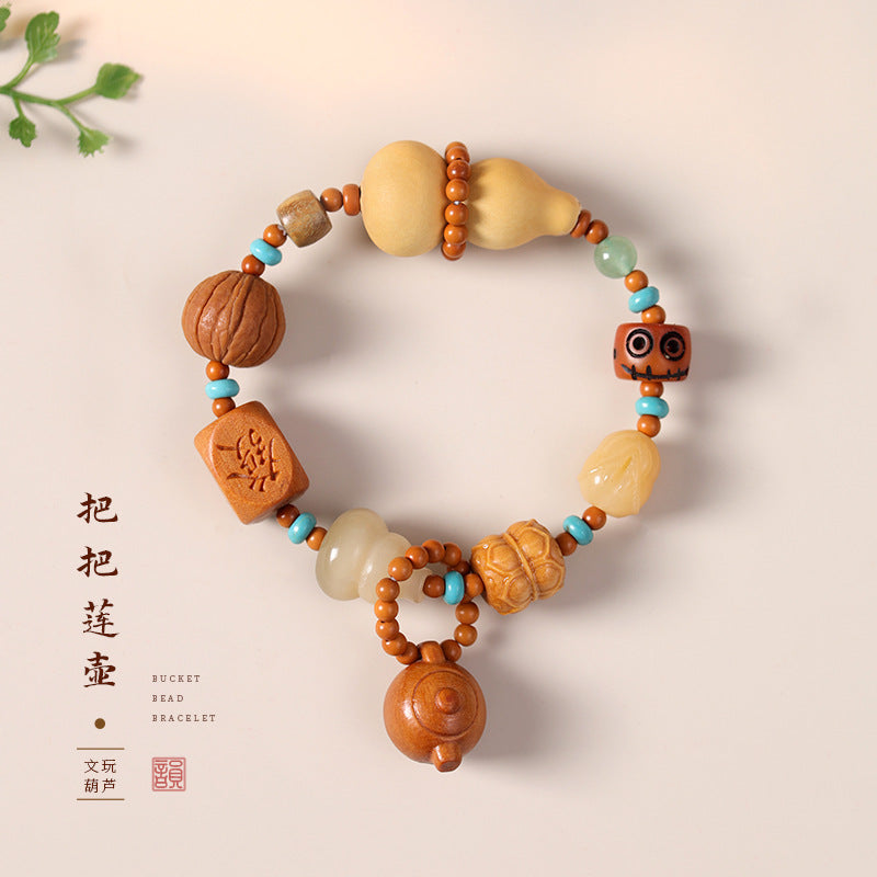 Zen-Inspired Gourd and Multi-Treasure Beaded Bracelet for Men and Women