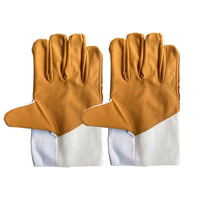 Heavy-Duty Canvas Work Gloves with Leather Palm, Triple-Layer Thickened for Welding and Industrial Protection