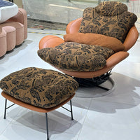 Egg Shell Swivel Lounge Chair with Ottoman, Retro Recliner Sofa for Living Room Balcony Bedroom