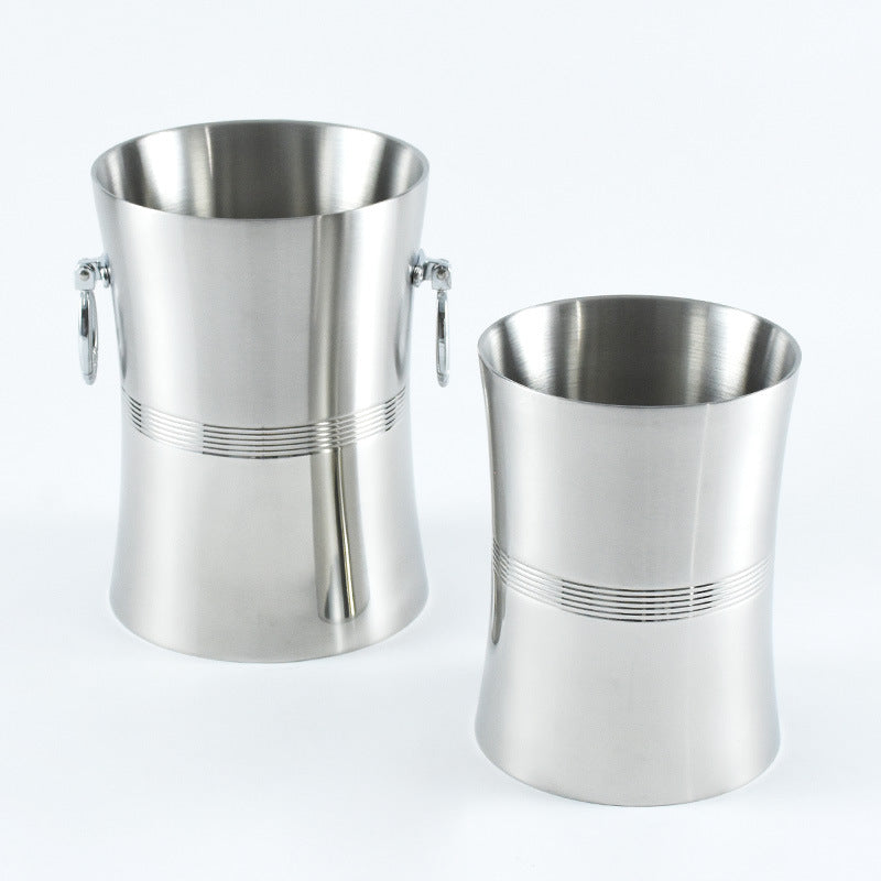 Commercial Stainless Steel Double-Layer Ice Bucket for Wine, Beer, Champagne, and Whiskey