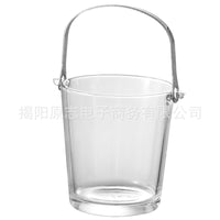 Lead-Free Glass Ice Bucket with Handle for Bar KTV Beer Wine Champagne Commercial Home Use