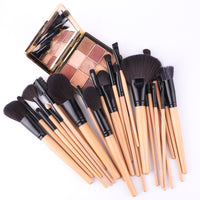 Professional Makeup Brush Set with Wooden Handles and Horse Hair Bristles, Cosmetic Tool Kit with Storage Bag