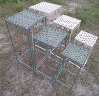 Vintage Iron Art Tiered Plant Stand Set - 3 Piece Square High Display Racks for Indoor/Outdoor Decor