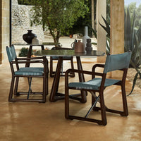 Outdoor Teak Folding Armchair and Table Set for Patio Garden Balcony