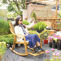 Outdoor Wicker Rocking Chair Balcony Cradle Chair Lazy Rocker Home Leisure Sturdy Backrest Rattan Chair