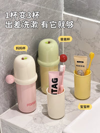 Portable Travel Mouthwash Cup Set with Toothbrush and Toothpaste Holder