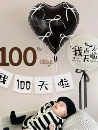 Baby Full Moon / 100-Day Celebration Balloon & Banner Decor Set for Photo Props