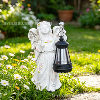 Solar Angel Lantern Garden Statue Outdoor Resin Craft Decoration