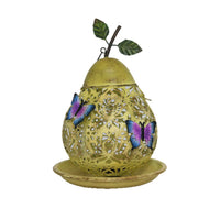 Rustic Pear-Shaped Hanging Bird Feeder with Butterfly/Bee Decor for Garden & Patio