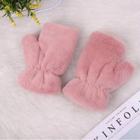 Women's Winter Half-Finger Warm Plush Gloves