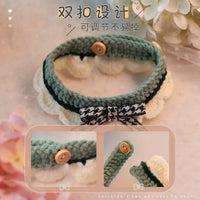 Knitted Pet Collar with Bowknot for Cats and Small Dogs, Soft Sweet Style Neckwear
