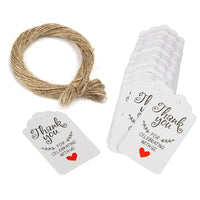 100-Pack Thank You Gift Tags with Jute Twine for DIY Crafts and Holiday Decoration