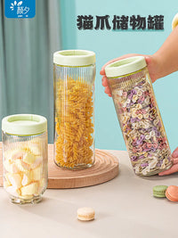 Stackable Cat Paw Glass Storage Jars with Lids, Food-Grade Airtight Containers for Dry Goods
