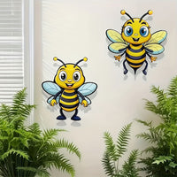 2-Pack 2D Metal Bee Wall Art Decor for Home Garden