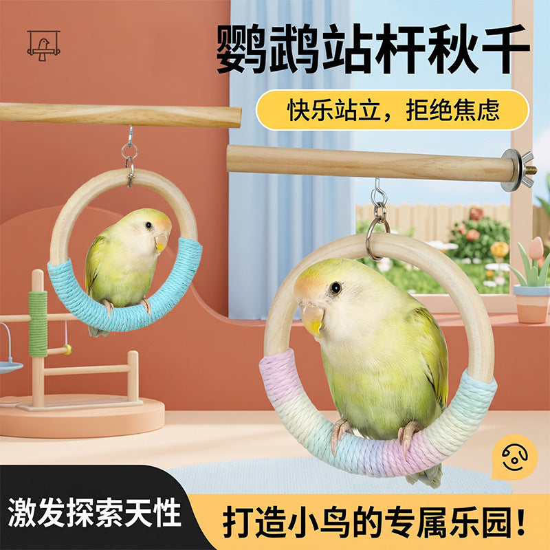 Parrot Chew Toy Perch with Swing for Small Birds