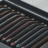 Jewelry Display Tray with Glass Lid, Dustproof Necklace Organizer Storage Box