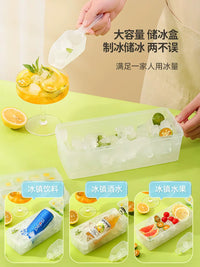 Press-Type Ice Cube Tray with Lid and Storage Bin, Food-Grade Silicone, Large Capacity for Home Freezers