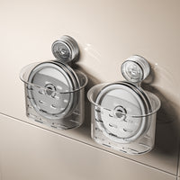 Suction Cup Facial Tissue Dispenser Bathroom Wall-Mounted Storage Basket for Cosmetics and Toiletries, No-Drill Installation