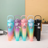 Large Capacity Frosted Plastic Water Bottle Set with Scale for Sports and Outdoor Activities