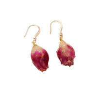 Red Rose Dried Flower Bud Earrings for Women, Romantic French Vintage Style
