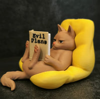 3D Printed Creative Reading Cat Figurine Ornament - Multi-color Cute Cat Model