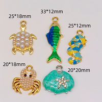 Cartoon Seashell Starfish Alloy Charms for DIY Jewelry Making