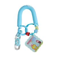 Retractable Spring Coil Keychain with Double-Sided Acrylic Charm and Wrist Lanyard