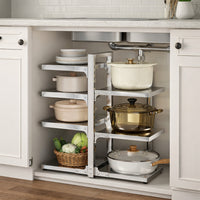 Under-Sink Multi-Layer Pot and Pan Storage Rack for Kitchen Cabinets