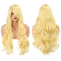 80cm Long Curly Cosplay Wig with Bangs, Multi-color Heat Resistant Synthetic Hair