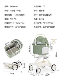 beberoad TT Pet Stroller for Small Dogs and Cats - Lightweight, Foldable, Detachable Carrier