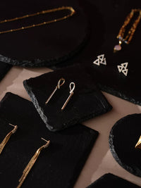 Black Slate Jewelry Display Tray for Necklace and Ring Photography Props
