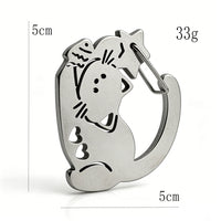 Cute Cat Dog Stainless Steel Carabiner Keychain for Bags