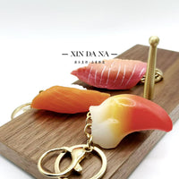 Realistic Japanese Sushi Food Keychain Salmon Tuna Arctic Surf Clam Miniature Ornament