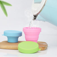 Portable Silicone Collapsible Travel Cup with Lid - Reusable & Foldable