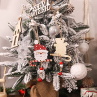 Christmas Santa Snowman Reindeer Wooden Ornaments with Bell