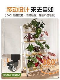 Foldable Multi-Tier Wooden Plant Stand for Balcony & Living Room, Mobile & Floor-Standing