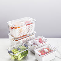 Japanese-Style Double-Layer Draining Storage Box for Refrigerator, Vegetable and Fruit Crisper