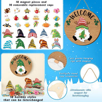 FairySandy 29-Piece Autumn Gnome Welcome Sign with Interchangeable DIY Wooden Ornaments