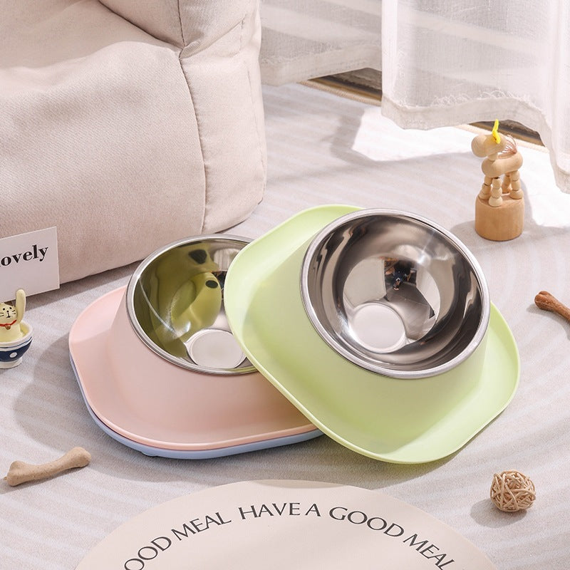 Tilted Stainless Steel Pet Bowl for Healthy Eating and Drinking, Easy to Clean