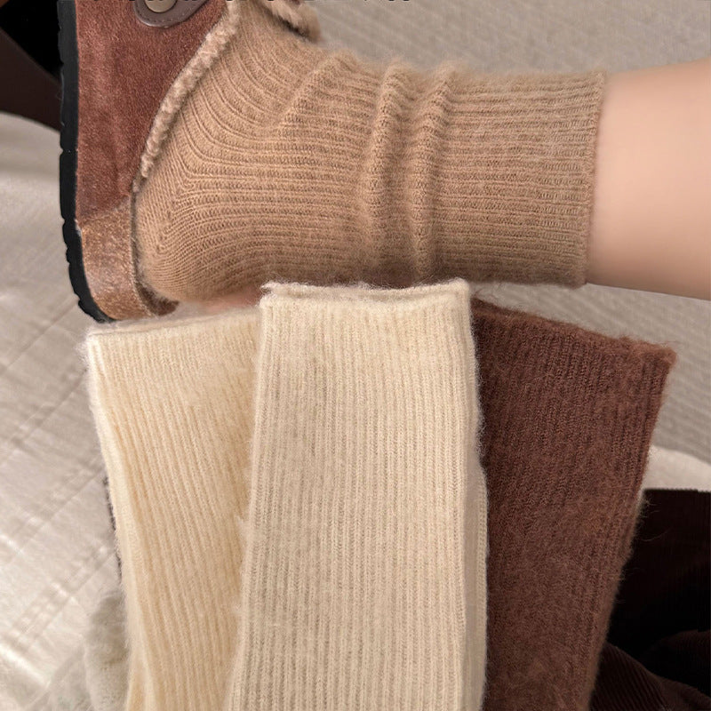 Women's Merino Wool Thermal Socks - Mid-Calf, Thickened, Plush Lined for Winter Warmth