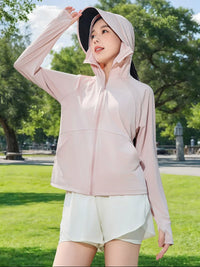 Women's Ice Silk Sun Protection Jacket UV-Resistant Breathable Loose Fit Cardigan for Cycling